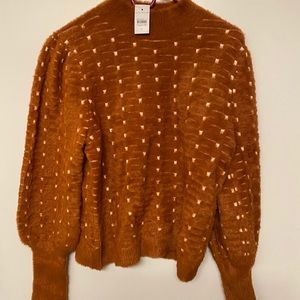 Ann Taylor Dot Jacquard Balloon Sleeve Sweater